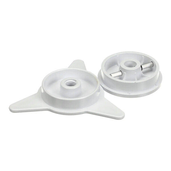 A white plastic 3-inch core adapter set for Heat Seal equipment.