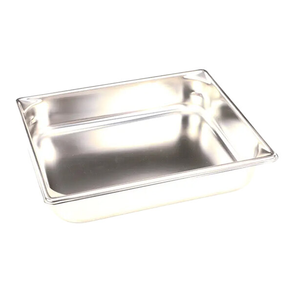 A rectangular stainless steel drip pan.