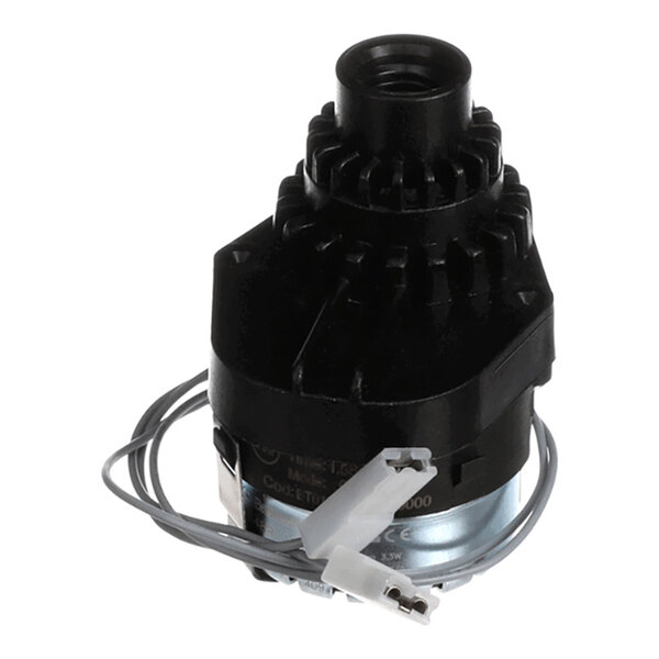 A black and silver agitator motor assembly with attached wires, designed for a 3.2-gallon system.