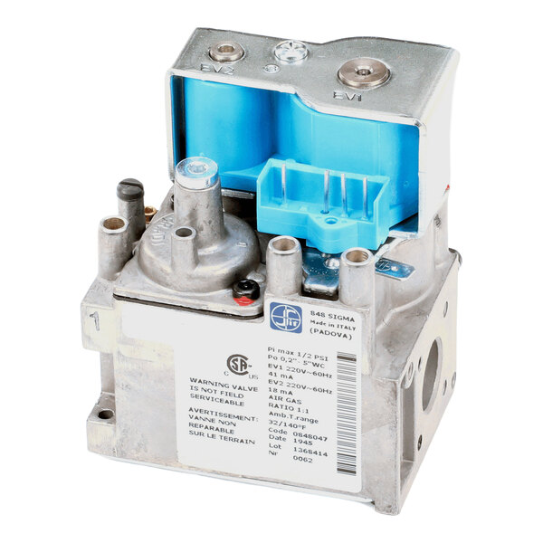 A metal and plastic adjustable gas valve for an Evo Sb appliance, used in commercial kitchen equipment.