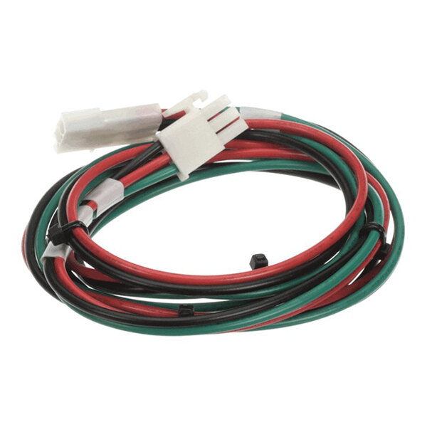 A three-wire electrical harness with red, green, and black wires and a white plastic connector.
