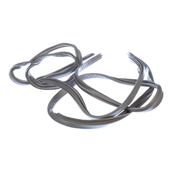 A coiled gray door gasket for sealing refrigerator or freezer doors.