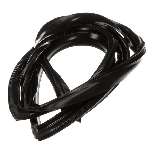 A coiled black rubber door gasket for sealing purposes.