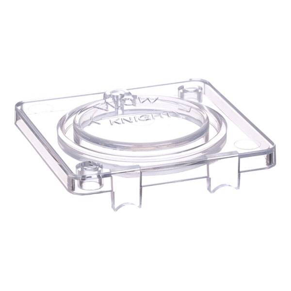 A clear plastic square cover with a circular raised center, designed for use with Knight brand products.