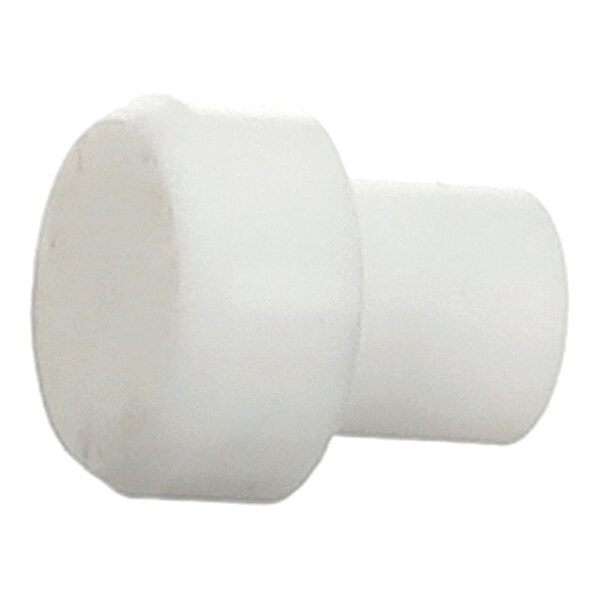 A white cylindrical bumper component, likely made of plastic, used for protective or cushioning purposes in equipment.