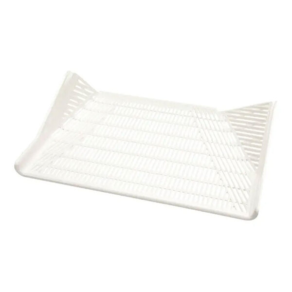 A white plastic cube guide for an ice machine.