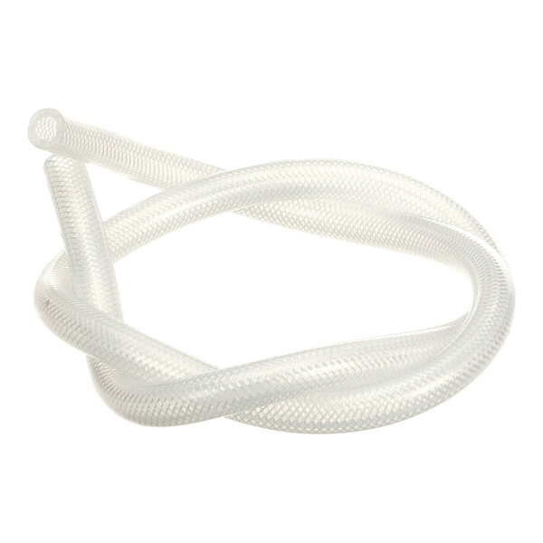 A clear braided hose with a 9.5 mm inner diameter and 15.9 mm outer diameter.