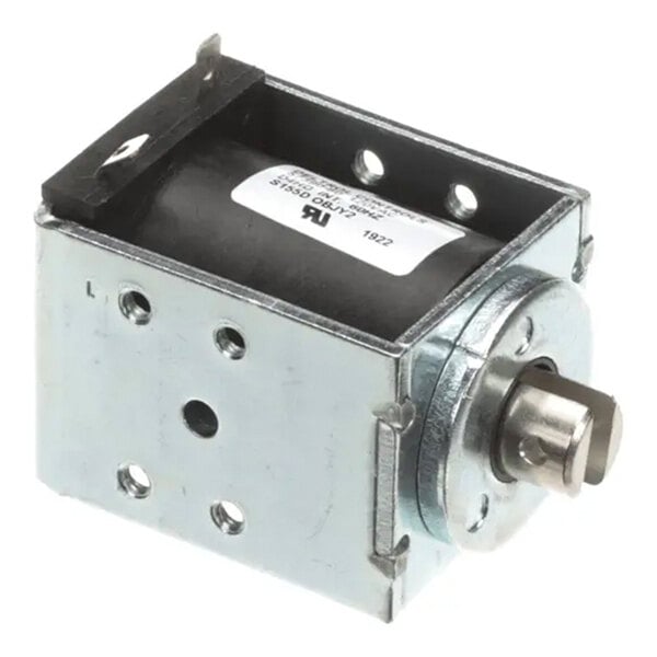 A metal solenoid component designed for 120V AC electrical applications.