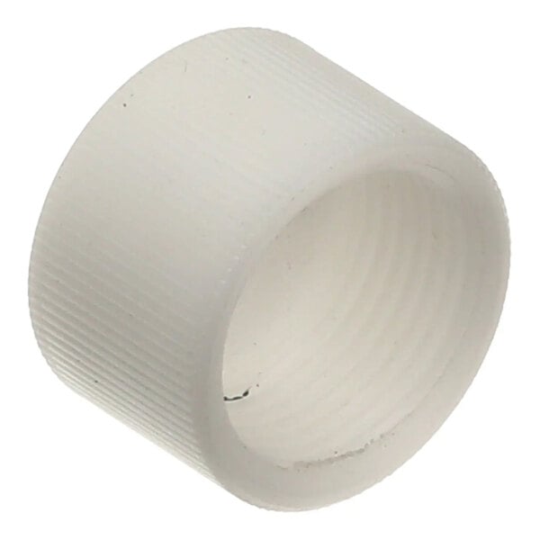 A white plastic threaded plug.