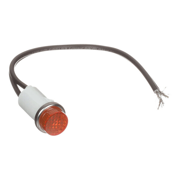 A small indicator light with an orange lens and attached wiring, used as a fill light for Frosty Factory equipment.