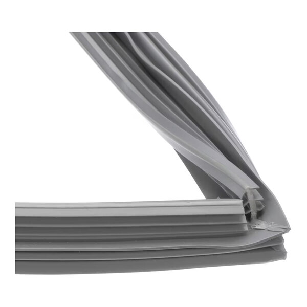 A gray three-sided magnetic gasket for refrigeration doors.
