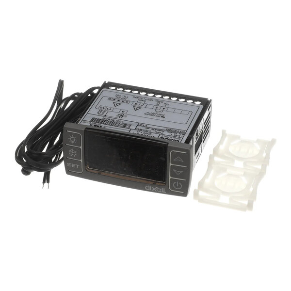 A Dixell XR20CX electronic controller with attached wiring and mounting accessories.