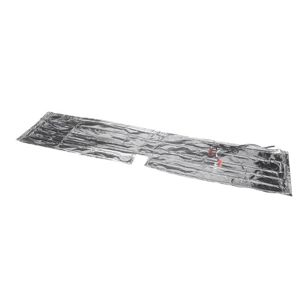 A long, rectangular aluminum foil drain pan with attached wiring, designed for commercial use.