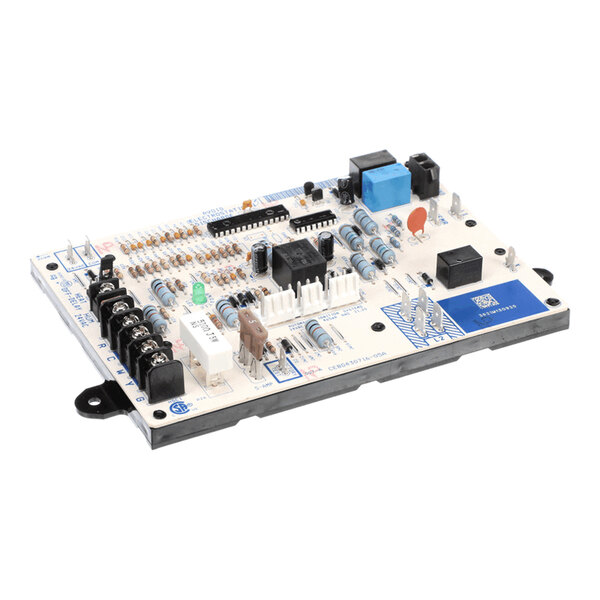 A control board for HVAC systems with various electronic components and connectors.