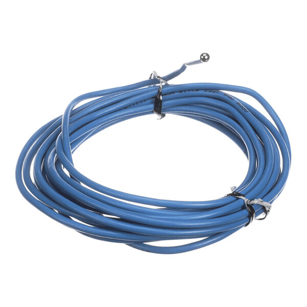 A coiled blue temperature sensor cable with an NTC thermistor at one end.