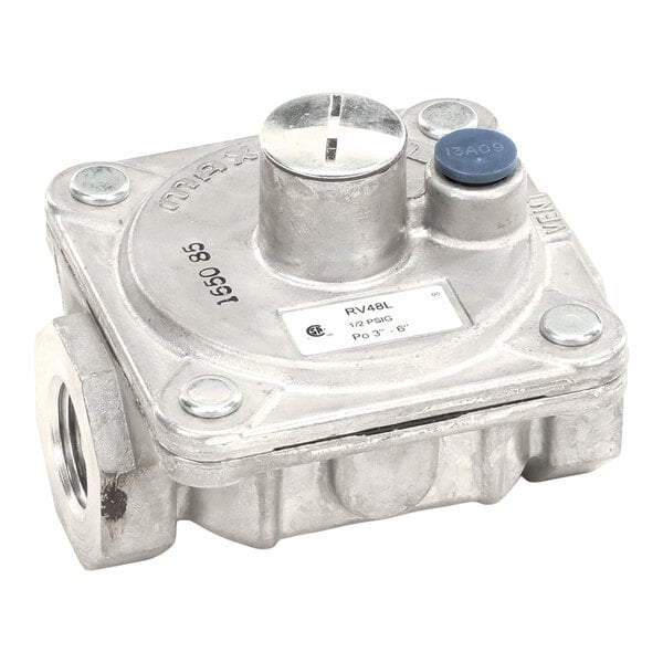 A metal 1/8-inch natural gas regulator used for controlling gas flow.
