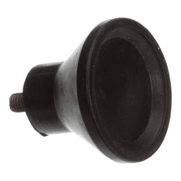 A black rubber foot with a threaded metal stud, typically used as a protective base or bumper for equipment.