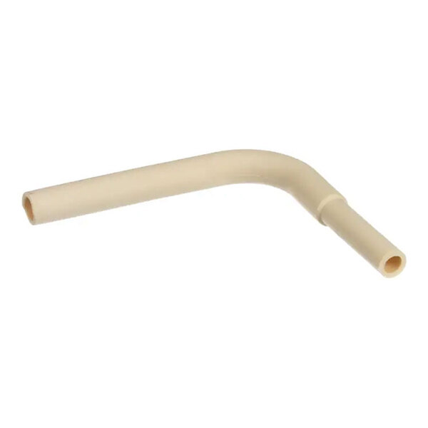 A beige, L-shaped plastic reservoir hose.