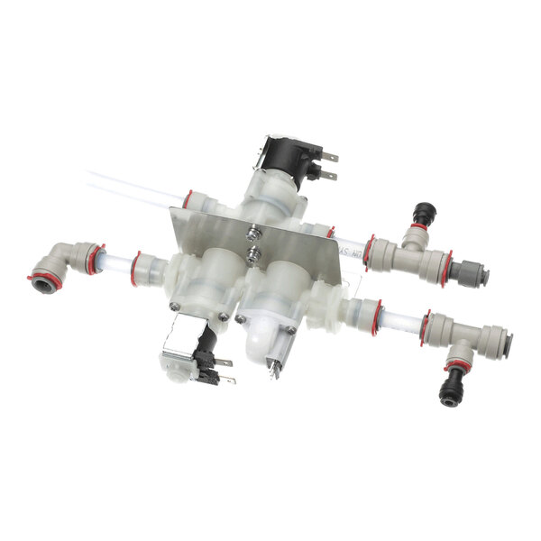 A JoeTap JT-16400 flowmeter-solenoid tubing assembly with multiple connectors and fittings.