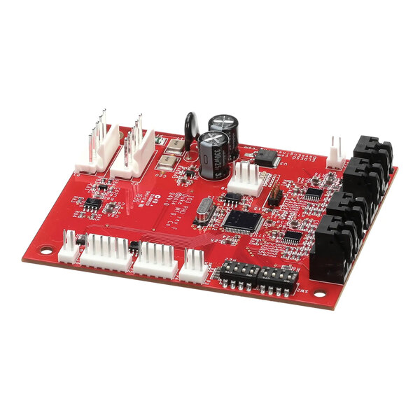 A red printed circuit board (PCB) with various electronic components, connectors, and ports, identified as the Duke 600517 Kit, Service, PCB, IO, HS2.