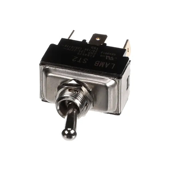 A metal and plastic toggle switch with a lever and electrical terminals, identified as the Duke 522294 Toggle Switch.