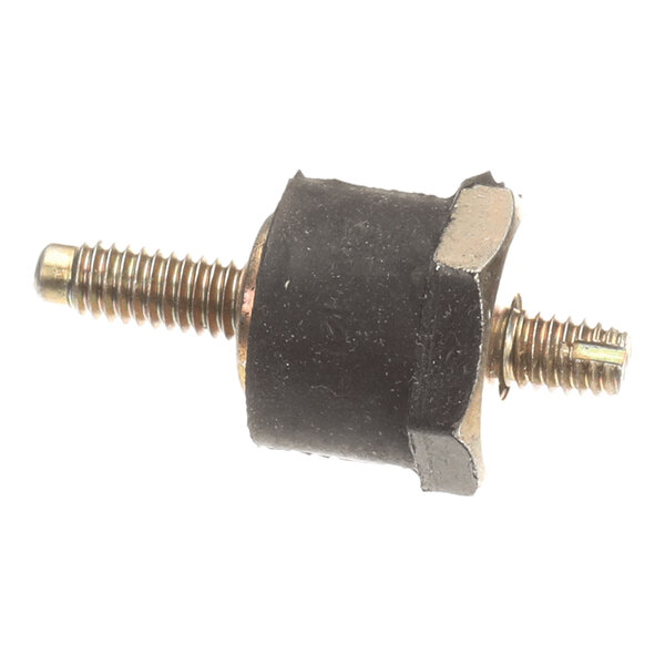 An isolator vibration mount with a central rubber section and threaded metal studs on both ends.