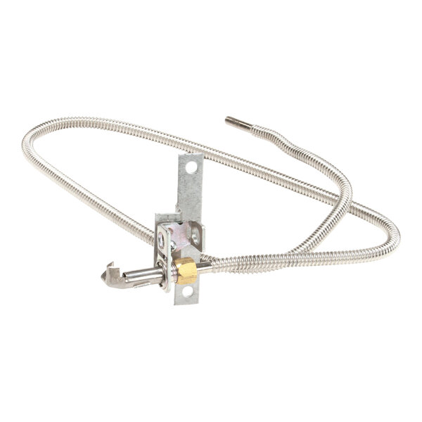 An assembly pilot with a flexible metal hose and mounting bracket for a Jade Range satay cooker.