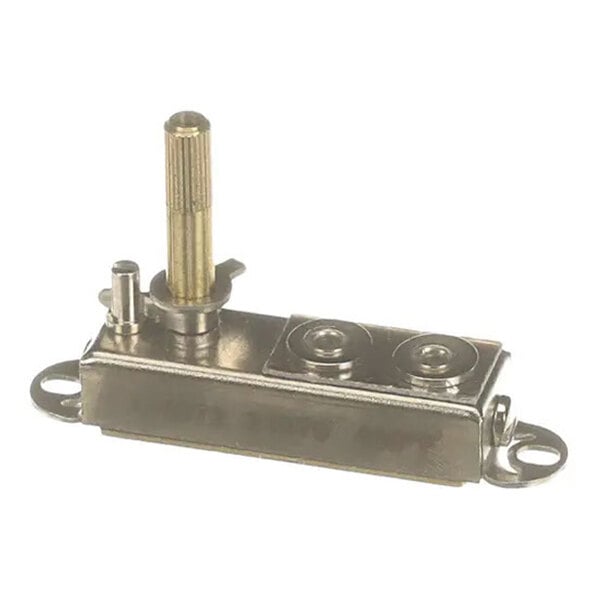 A metal HIX Corporation 35150 thermostat component with a protruding adjustment shaft and mounting flanges.