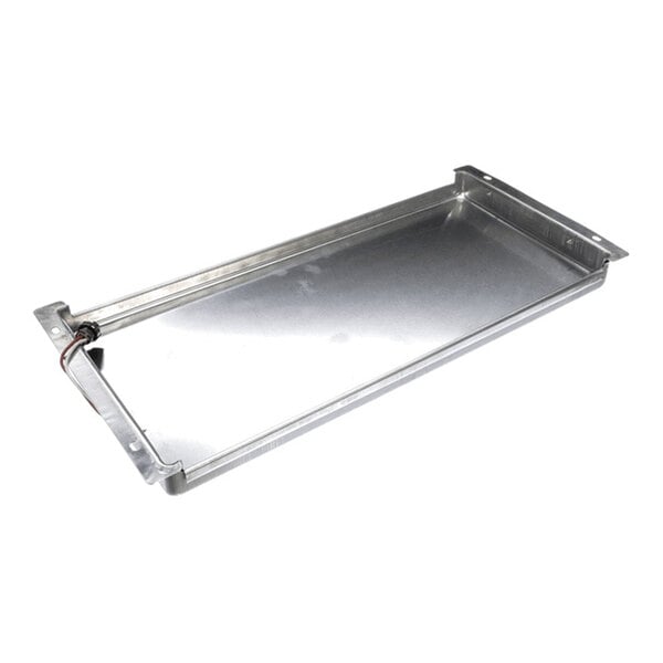A rectangular metal condensate pan heater assembly for refrigeration units.
