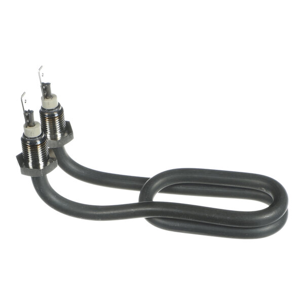 A metal heating element with two terminals, designed for use in a minibar appliance.