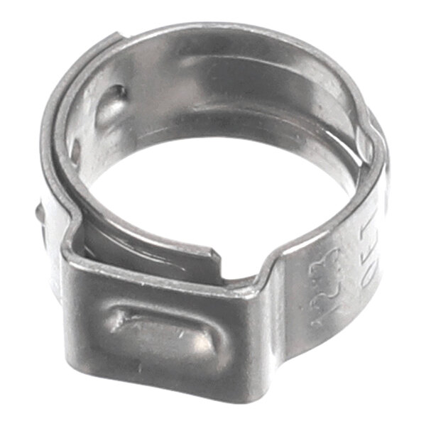 A stainless steel hose clamp with a 15/32 inch (12.3 mm) diameter.
