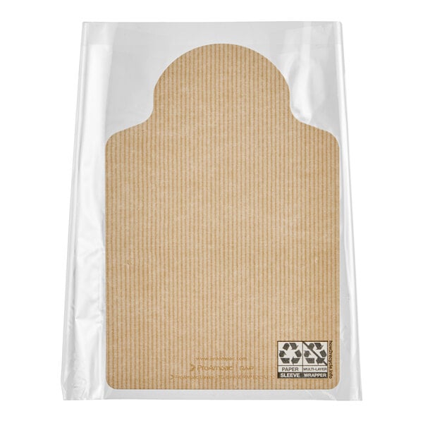 A paper hot sandwich take-out container with a fog-resistant film.