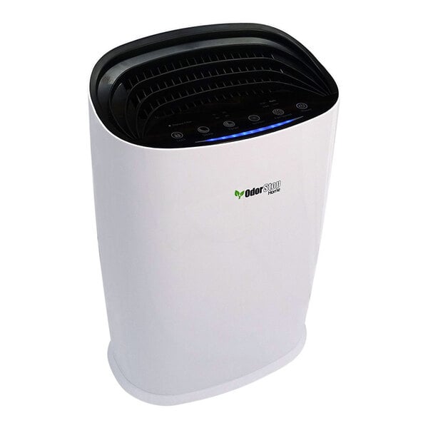A white OdorStop OSAP3600 HEPA air purifier with activated carbon filter, cold catalyst, and ionizer.