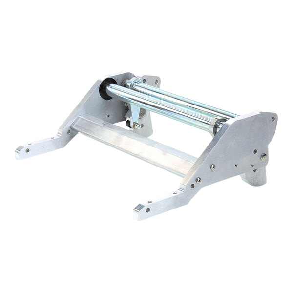 A metal counter balance device with two cylindrical rollers and an aluminum frame.
