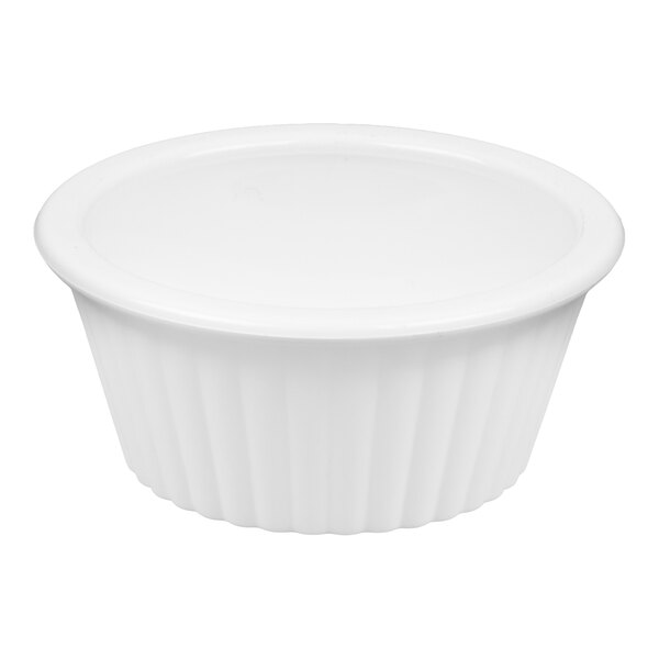 Carlisle 084302 1 oz. White Fluted Plastic Ramekin - 48/Case