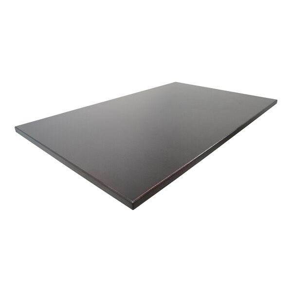 A rectangular outdoor table top with eased edges, squared corners, and a copper vein finish, measuring 30 by 60 inches.