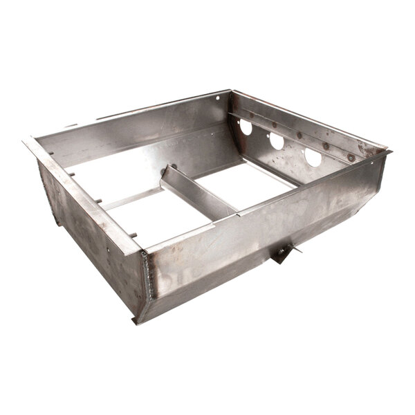 A metal burner box assembly for a Montague UF-24 unit.