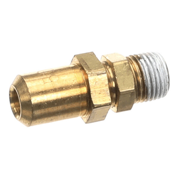 A brass orifice with an elbow fitting, designed for use with LP gas appliances.