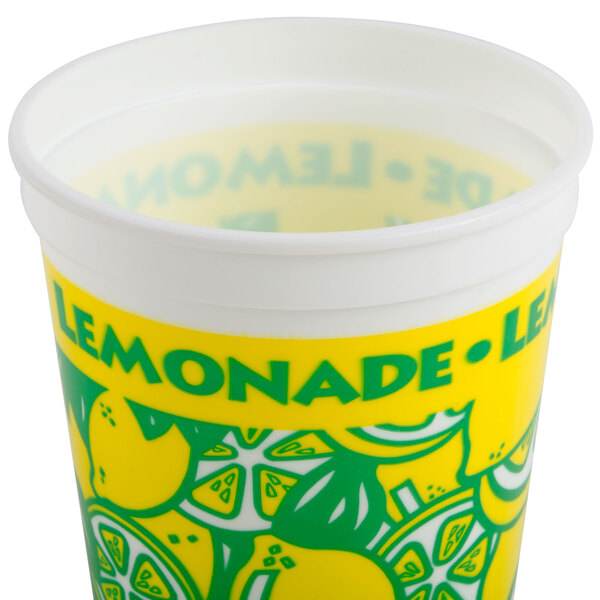 16 oz. Squat Plastic Lemonade Cold Cup with Straw and Lid - 500/Case