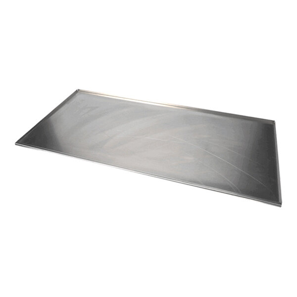 A rectangular solid metal crumb pan.