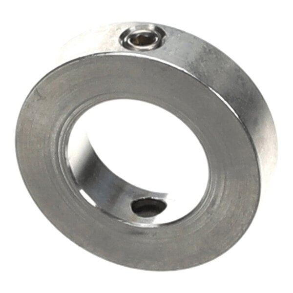 A metal ring magnet assembly with a .563 inch bore and a set screw.