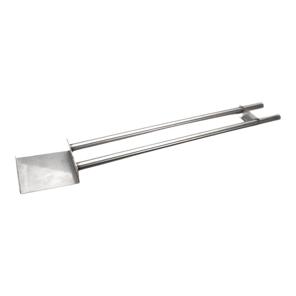 A stainless steel double burner component with a rectangular flat end and two parallel rods, designed for commercial kitchen equipment.