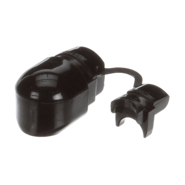 A black plastic Heyco SR-11-2 bushing with a detachable clip.