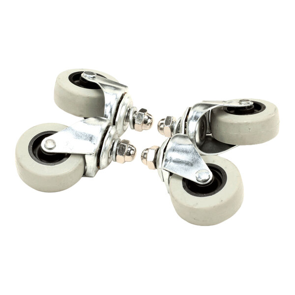A set of four standard 2-inch dolly caster wheels with metal brackets.