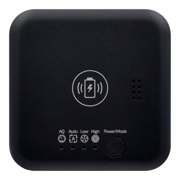 A black OdorStop OSAP2B 3-speed HEPA air purifier with control indicators and a wireless charging symbol on the top.
