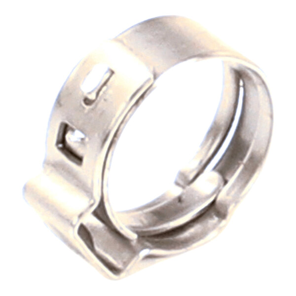 A stainless steel stepless clamp used for securing hoses or pipes.