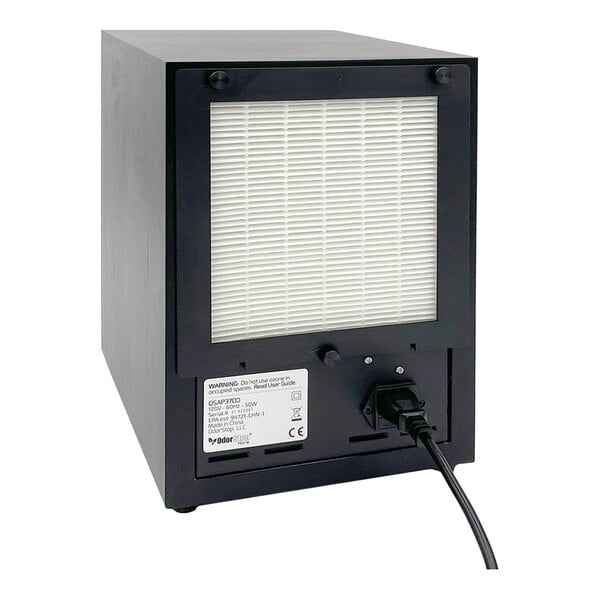 An OdorStop OSAP3700 ozone generator and UV air purifier with a HEPA filter, activated carbon filter, and power cord attached.