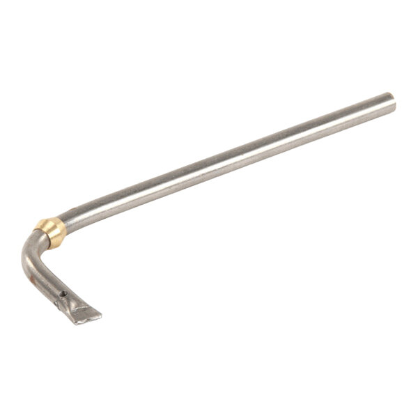 A metal pilot tube with a bent end and brass fitting, used for hot top burners.