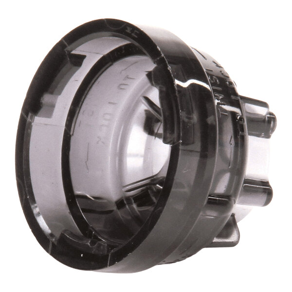 A translucent plastic nozzle component for a Sabre valve, used in beverage dispensing equipment.