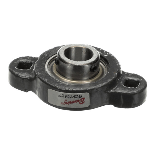 A metal flange-mounted ball bearing unit with two mounting holes.